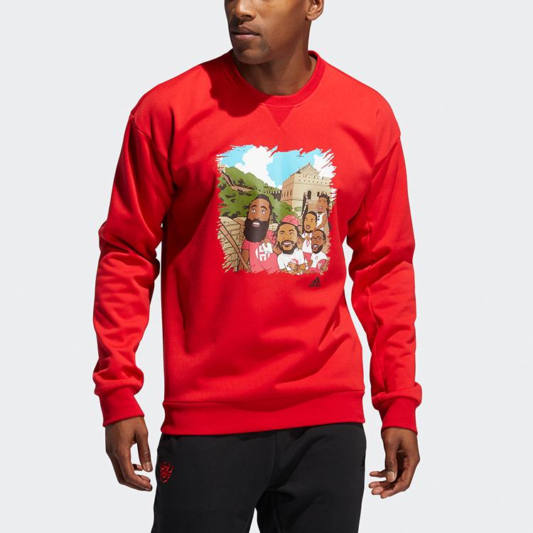 Adidas Beijing Crew Neck Long Sleeve Sweatshirt Men Sweatshirt Red GN8018