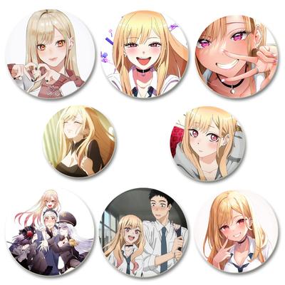 32/44/58mm Cute Cartoon My Dress Up Darling Pins Round Handmade Brooches for Backpack Cothes Accessories Anime Collection Badge Decoration