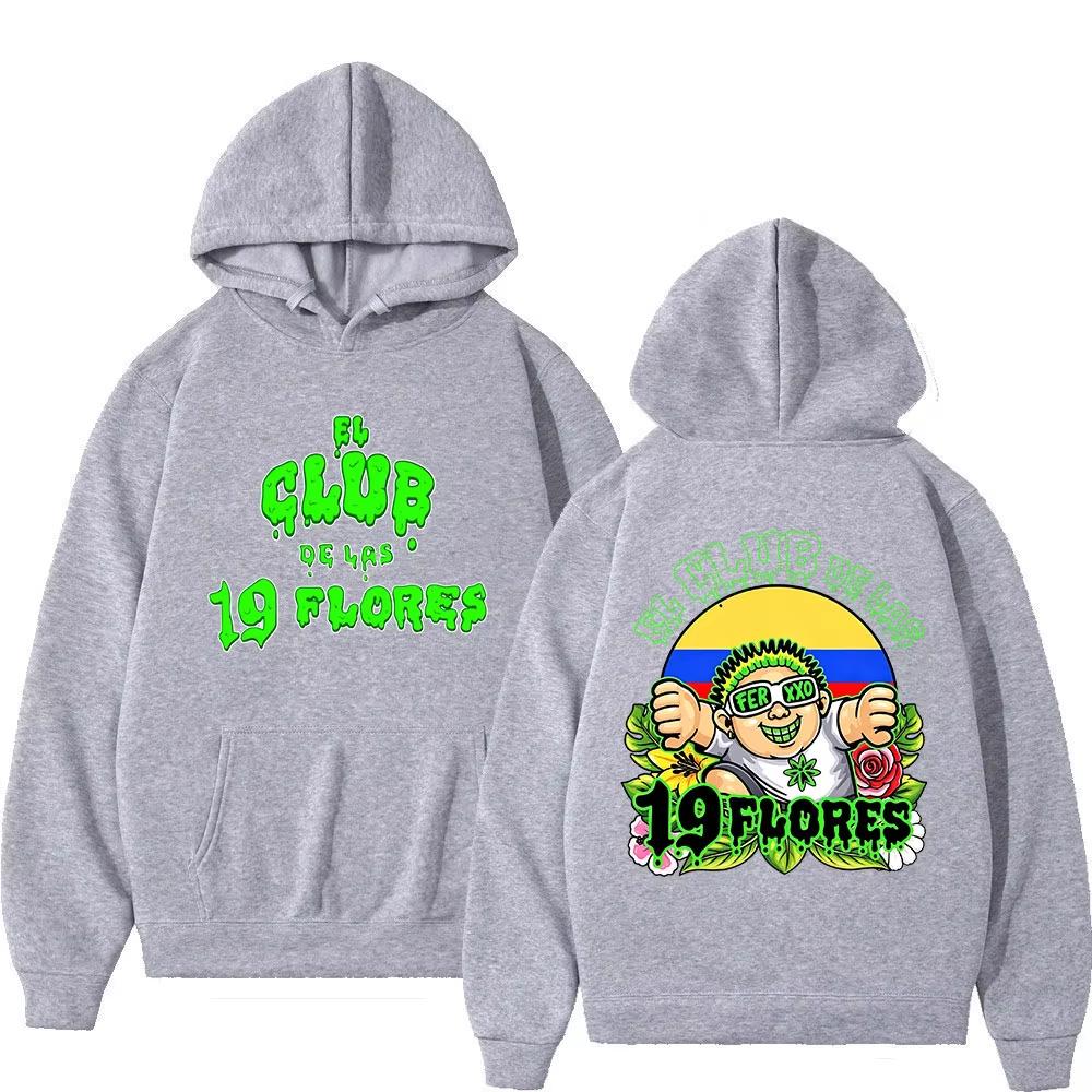 Rapper Feid Ferxxo El Club De Las 19 Flores Hoodie Men Women Clothing Fashion Pullover Long Sleeve Hoodies