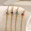 Snake Chain Bracelet Dainty Birth Stone Zircon Jewelry Set Gold Plated Stainless Steel Bracelets Set