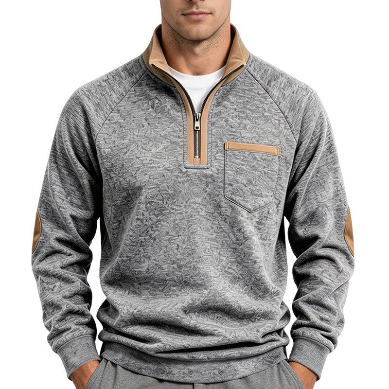 Men's Half Zip Fleece Lined Sweatshirt Vintage Colorblock Mock Neck Pullover Casual Sportswear