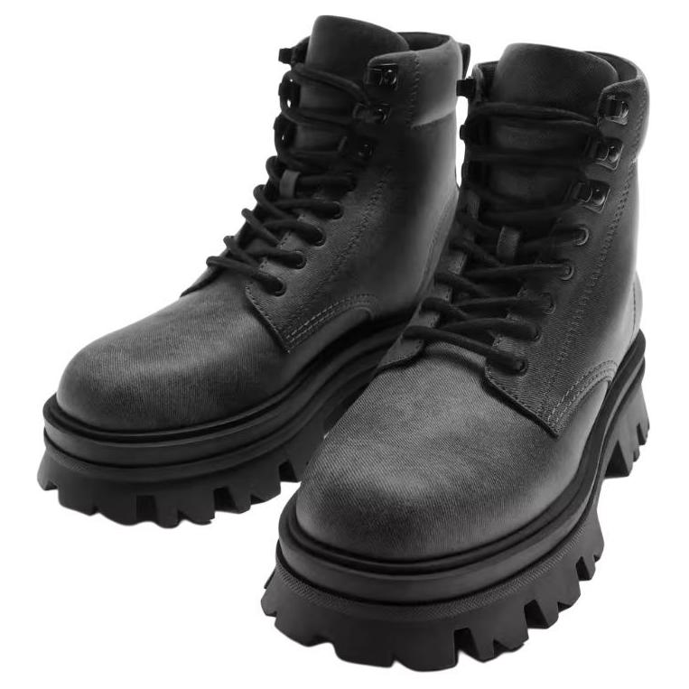 Zara Pu Lace-Up Lightweight Short Martin Boots Men Boots Black 12040420