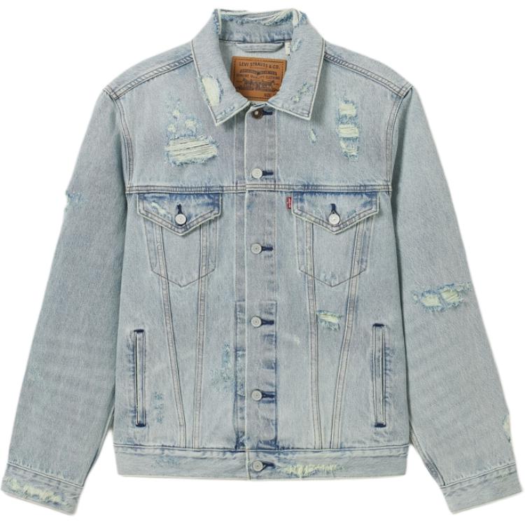 Levis Type 3 Collar Distressed Single Button Long Sleeve Denim Jacket Men Jackets Light-Blue 0016X-0000