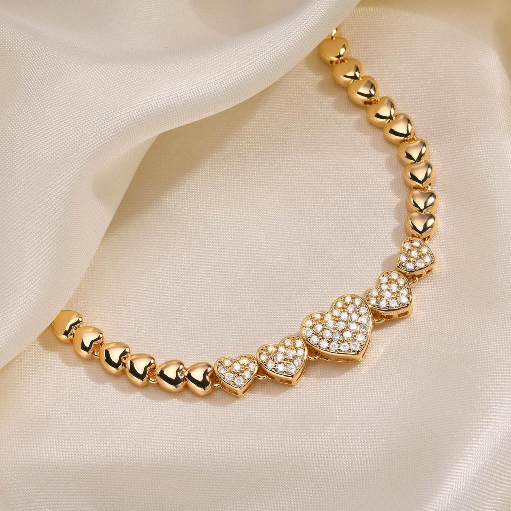 Hip Hop Rock Style Tennis Bracelet, 18K Gold Plated Classic Golden Bracelet, Zirconia Crystal Bracelet for Women Party Jewelry