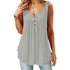Plus Size Sexy Deep V Neck Halter Blouse Ladies Casual Sleeveless Swing Tops Flowy Vest Button Front