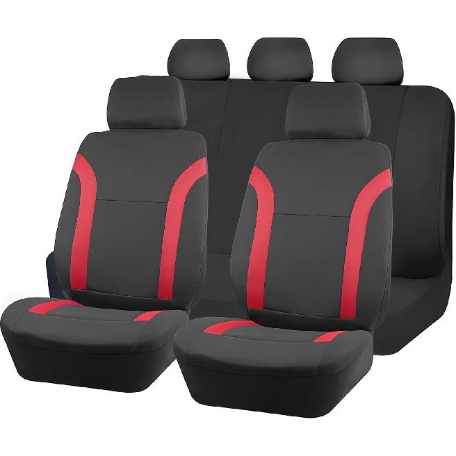 Car Seat Cover Full Sets, 9PCS Waterproof Vehicle Front and Rear Split Bench Covers with 3D Foam Back Support, Breathable Auto Seat Protective
