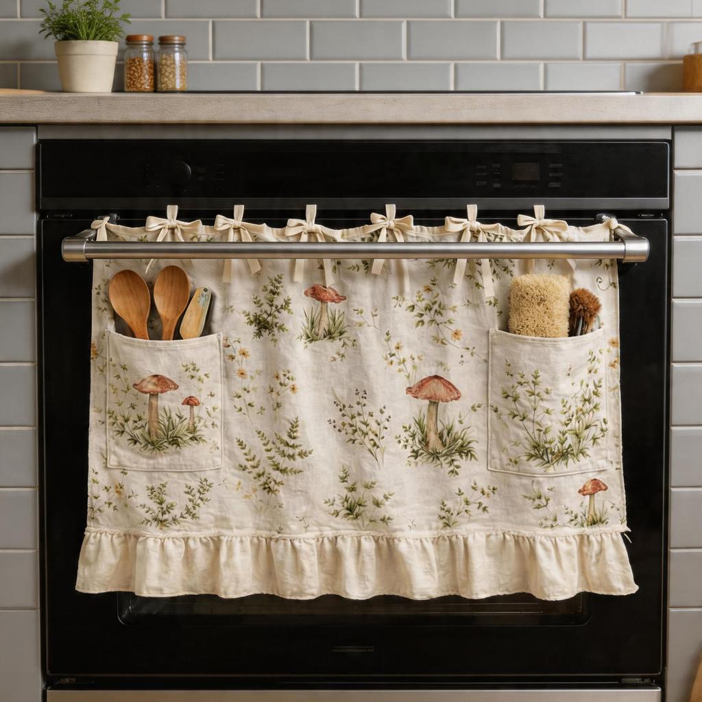 Handmade Oven Curtains with Adjustable Lace Kitchen Dishwasher Hidden Curtains for Dishwasher Washing Machine Range Hide Clutter