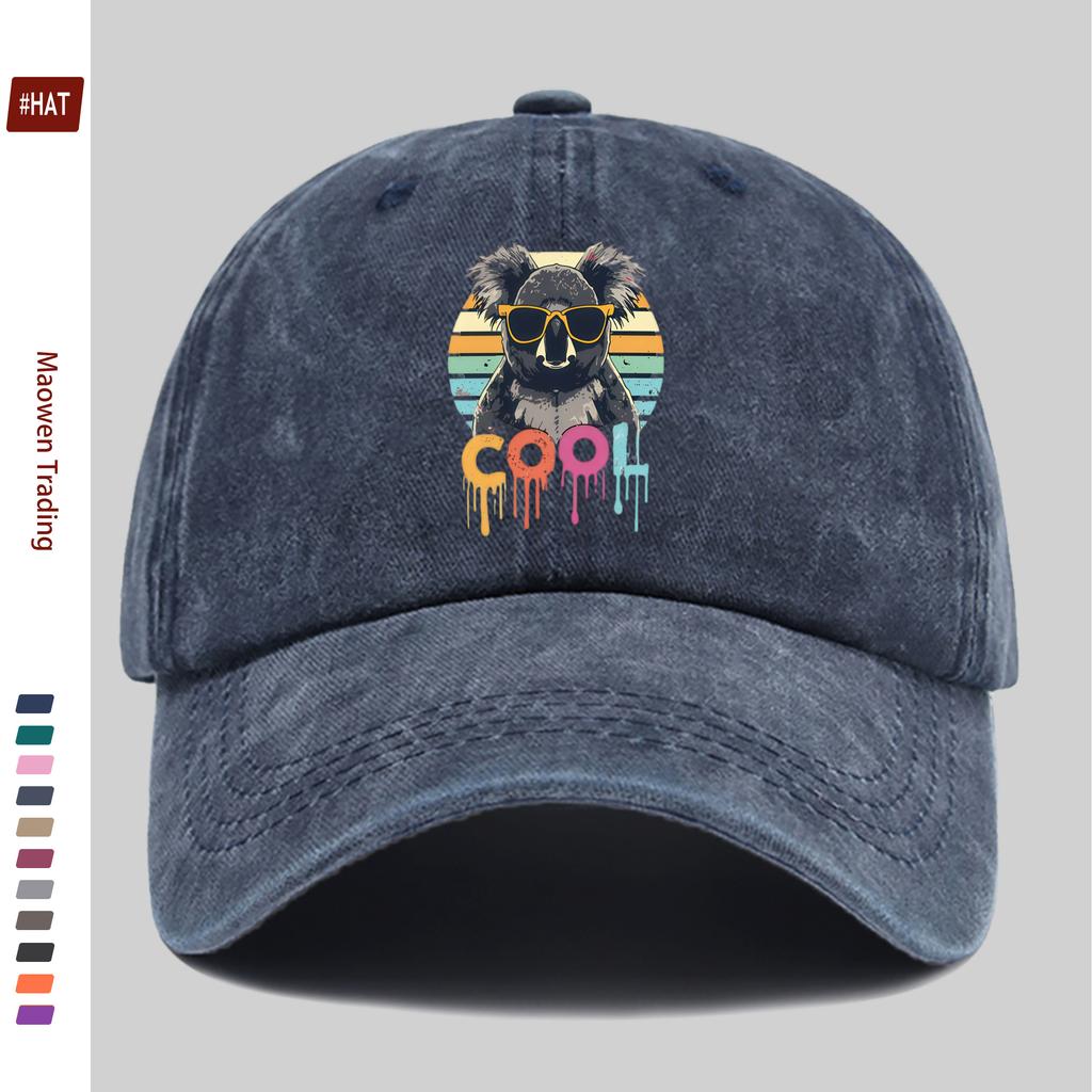 Pc Stück für Herren Damen Koala mit Brille Trucker-Kappe Verstellbare Snapback-Kappe Vintage-gewaschene Baseballkappe Geeignet für Da