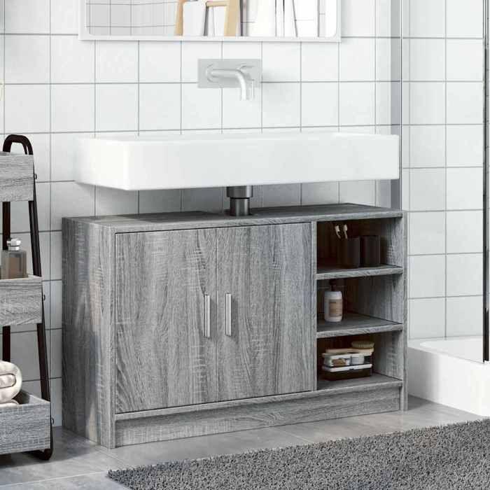 VidaXL Sink Cabinet Sonoma Grey 90x29x55 Cm Engineered Wood, Bathroom Cabinet, Storage Cabinet Room 848127