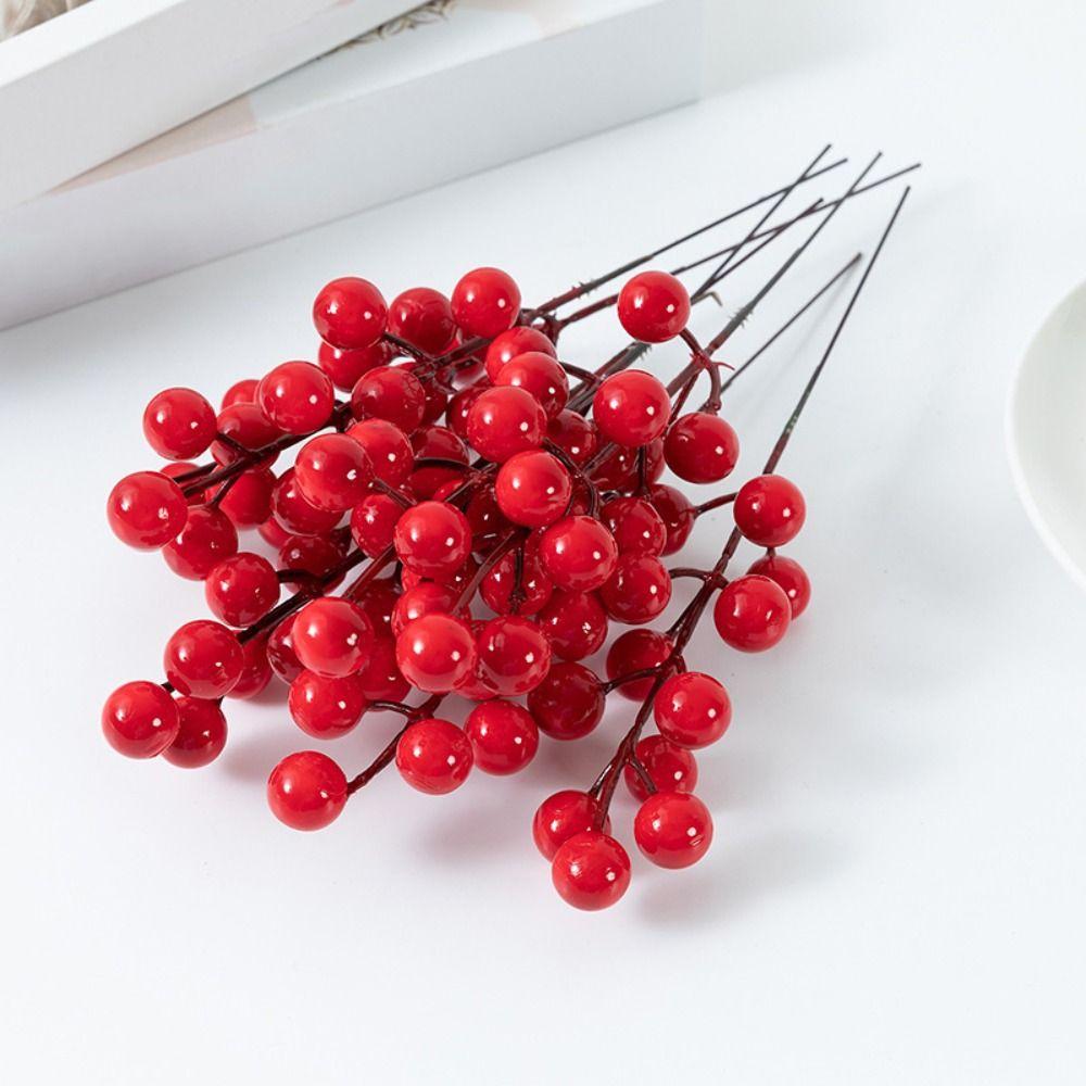 10Pcs Snow Frosted Artificial Holly Berries DIY Christmas Tree Pendant Wedding Decoration