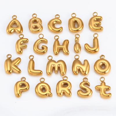 3Pcs Bubble Letter Charms Fadeless Gold Color PVD Plated Balloon Alphabet A-Z Pedant DIY Initial Necklaces Women Jewelry Making