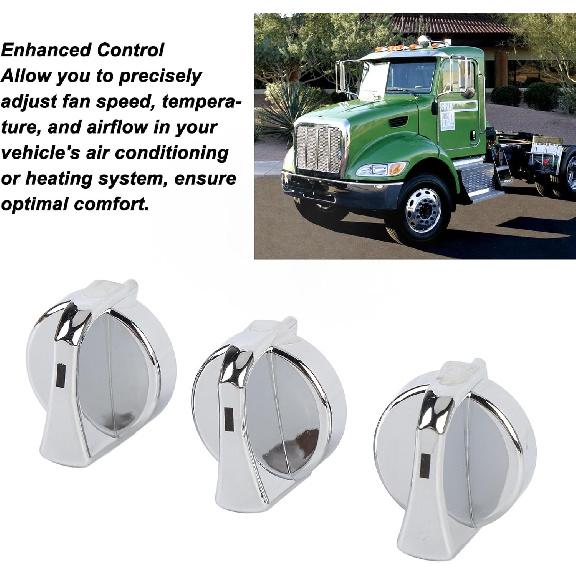 3Pcs AC Heater Control Knobs, AC Heater Blower Fan Control Knobs 121-0001-000 702-5401 Replacement for Peterbilt 330 335 357 367 375 378 379 384 386