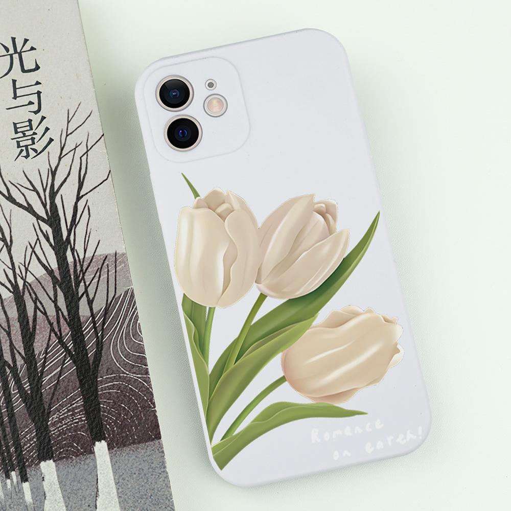 Elegant Tulip Flower Phone Case For iPhone 16 15 14 13 12 11 Pro Max Mini X XS SE4 7 8 Plus 16E Shockproof Silicone Soft Cover
