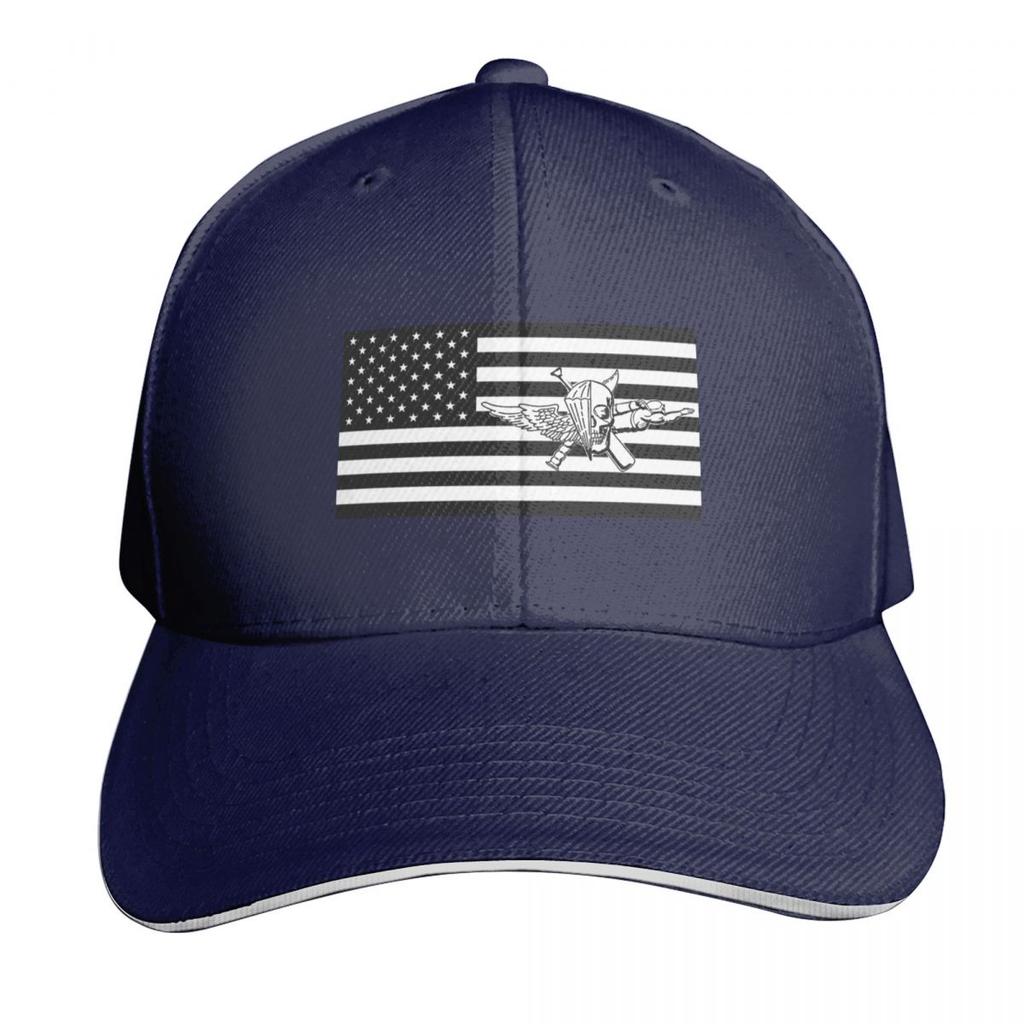Recon Jack Flag Black and White Baseball Cap Breathable Mesh Back Adjustable Buckle Closure Moisture Wicking Quick Dry
