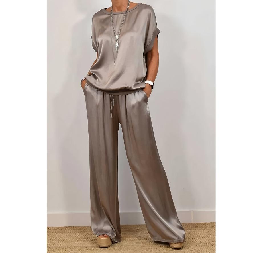 YYFS Damenmode Casual Sommer Frühling Einfarbig Druck Kurzarm O-Ausschnitt Hosen Hosen Anzüge