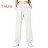 Women Pants Mid-rise Elastic Waist Adjustable Drawstring Long Trousers Solid Color Straight Wide Leg Autumn Winter Sport Trousers