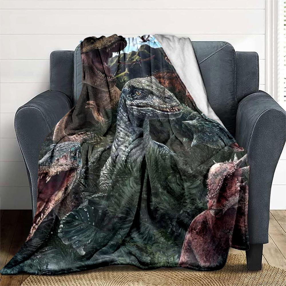 Dinosaur Print Flannel Blanket High Quality Warm Comfortable Cover for All Seasons Perfect for Gifts Home Decor