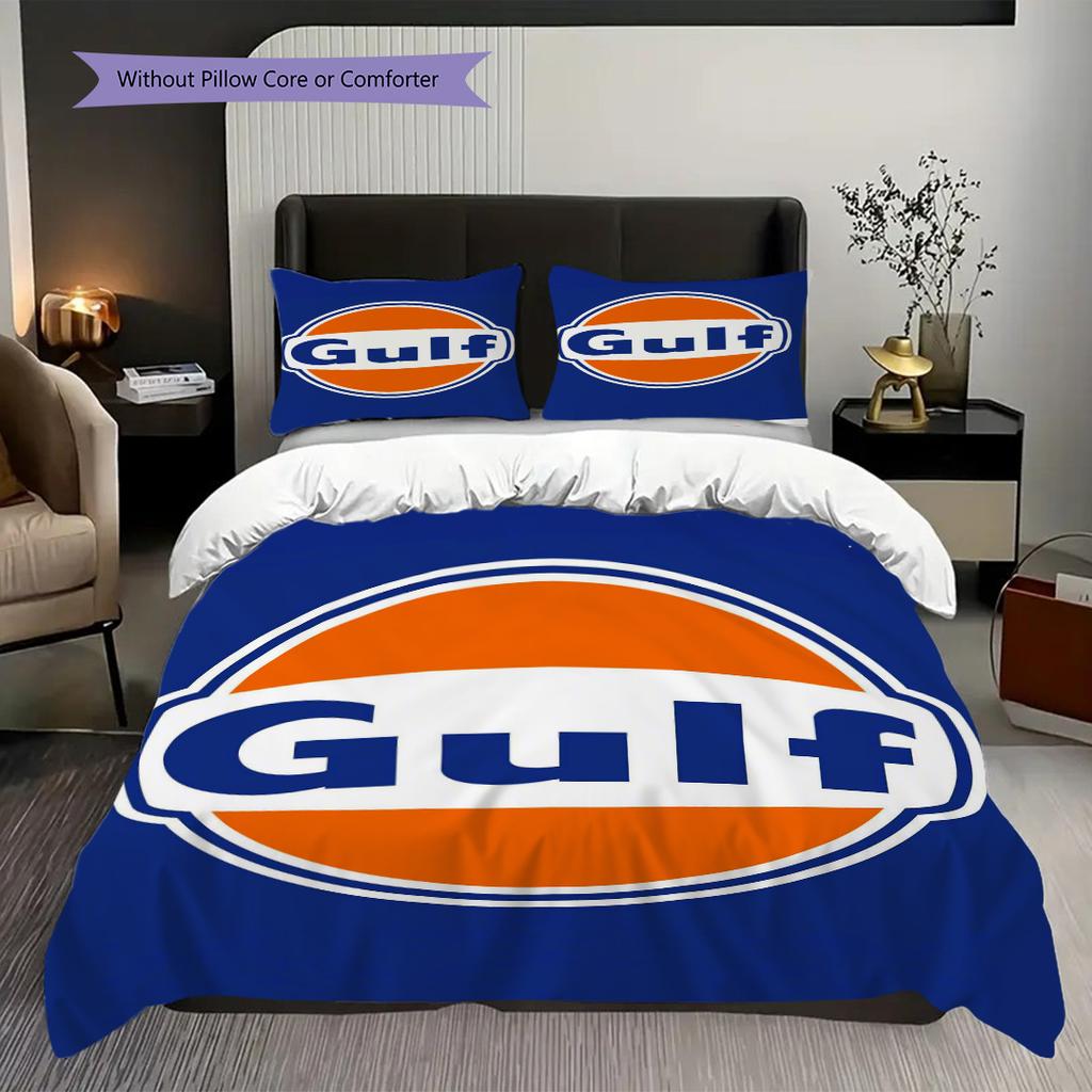 Gulf Brand Logo Three-piece set (1 * duvet cover + 2 * pillowcase, without core) 2D Flat Soft and comfortable Duvet cover and pillowcase Bedding set