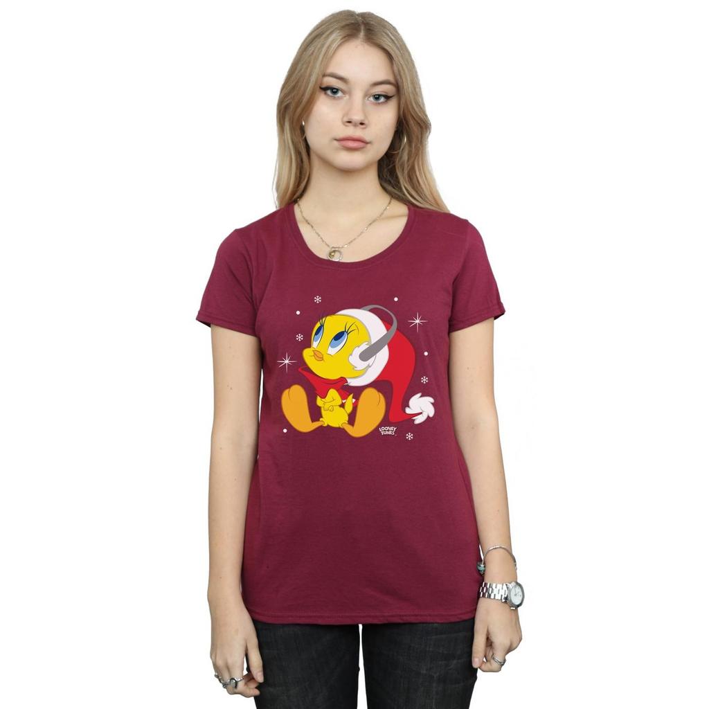 Looney Tunes Damen/Damen Weihnachten Tweety Baumwoll-T-Shirt