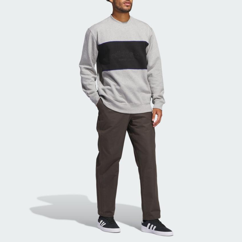 Adidas Originals Girocollo Sport Versatile Felpa a Maniche Lunghe Uomo felpa Grigio Nero IY1624