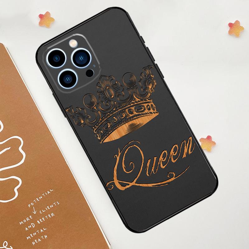 King Queen Crown Phone Case For iPhone 17 Pro Max 14 13 12 11 15 16 Pro Max mini 15 Plus 16e 17 Air Funda