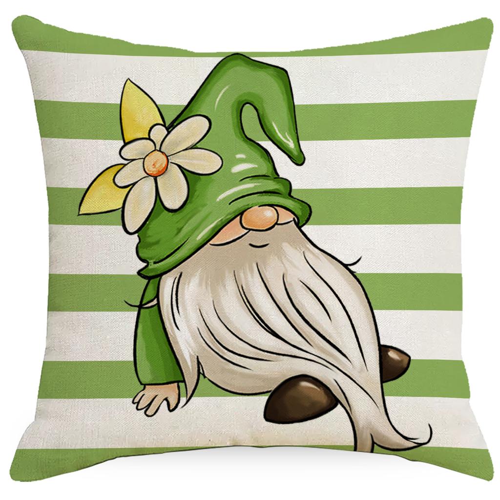 New Spring and Summer Pillowcase Plant Flower Green Printed Linen Pillow Home Cushion Cover