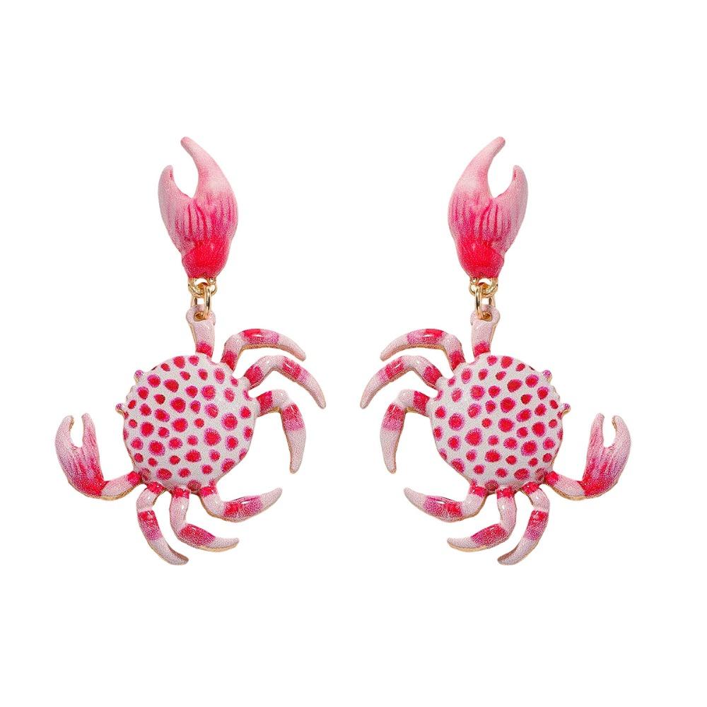 Creative Pink Crab Ear Stud Unique Crab Claw Stud Earrings Trendy Crab Earrings  Girls