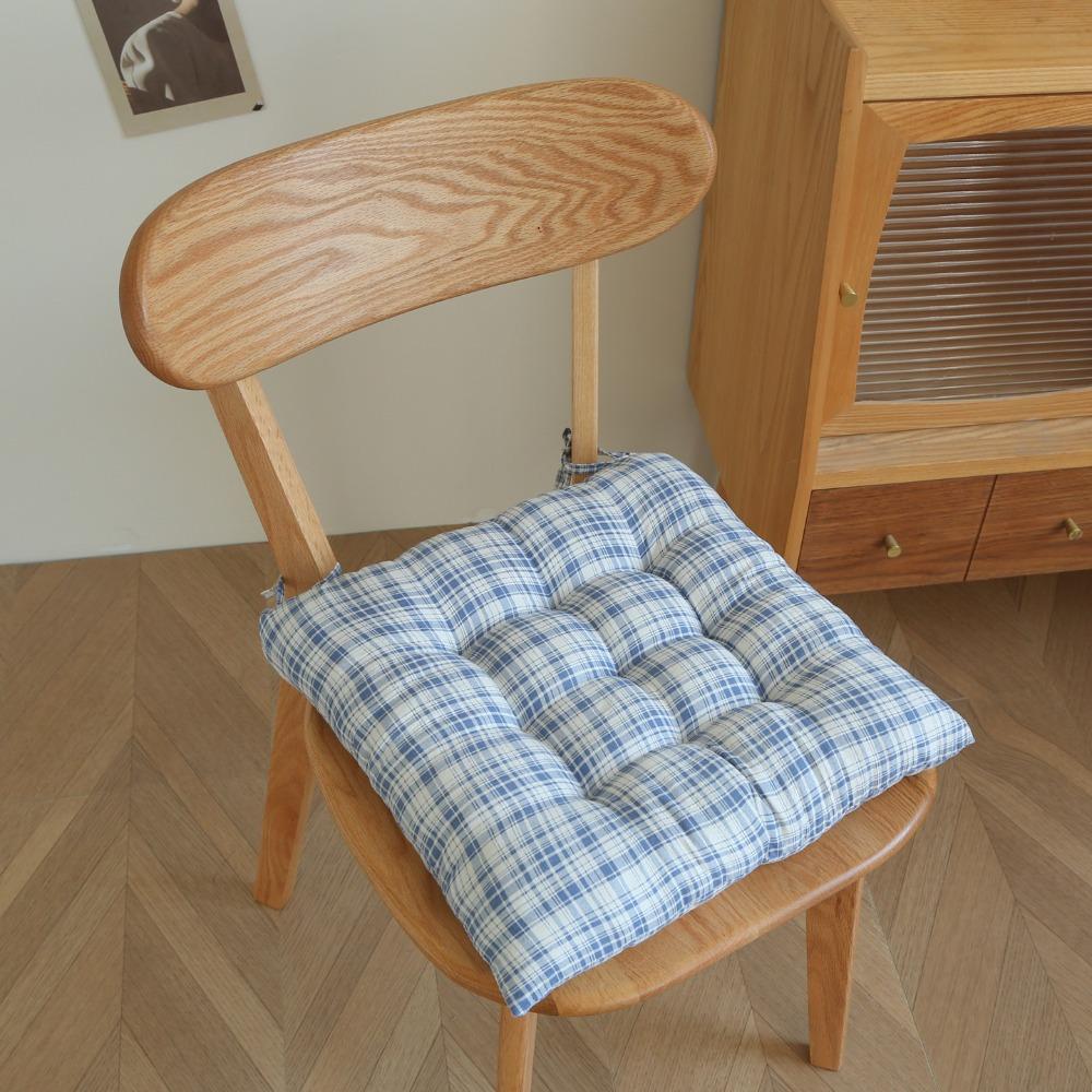 Grid Stripes Pattern Chair Cushion 4cm Thickness Sofa Cushion Breathable Seat Cushion Home Office синий