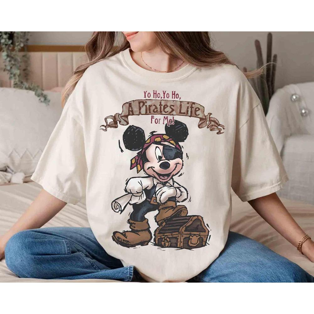 Vintage Mouse Pirate Cruise Trendy Casual Pirate Life Live for Me Short Sleeve Shirt Pirates of The Caribbean