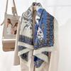 Spring and autumn retro niche literary and artistic fan cashew flower printed square scarf trendy fashionable clothing with shawl