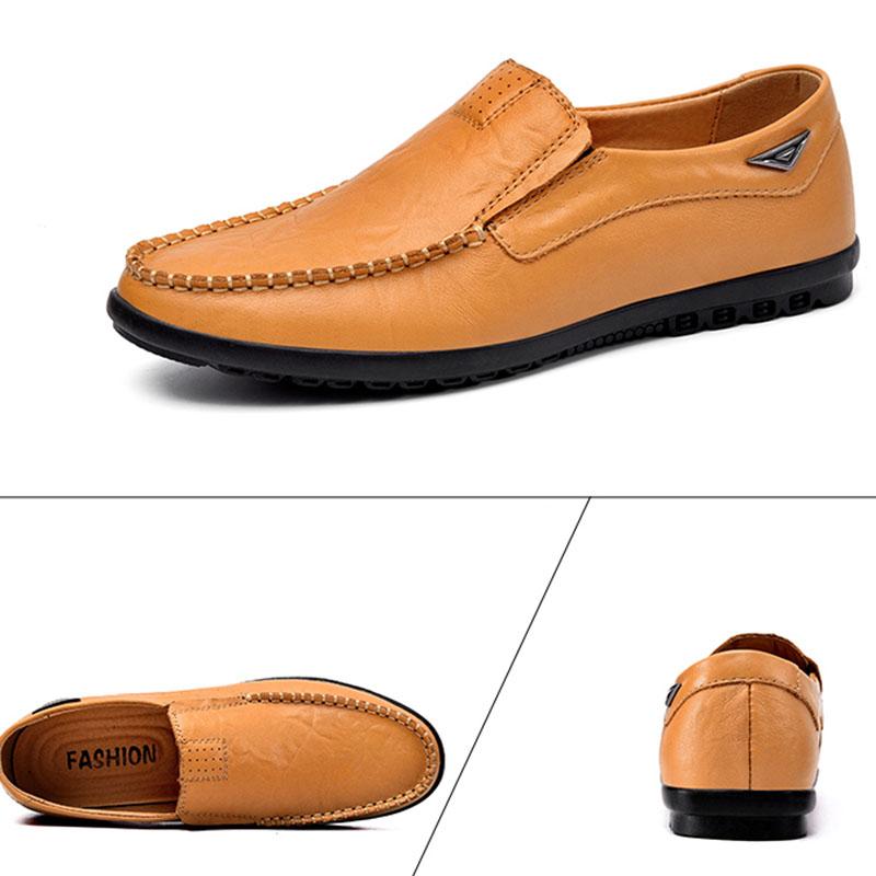 Zapatos de cuero de alta calidad para hombre, mocasines suaves, mocasines planos de marca de moda.