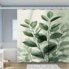Botanischer Duschvorhang mit Blattdesign - Grün Polyester Badezimmerdekor mit Haken, Erhältlich in mehreren Größen, Nur Handwäsche