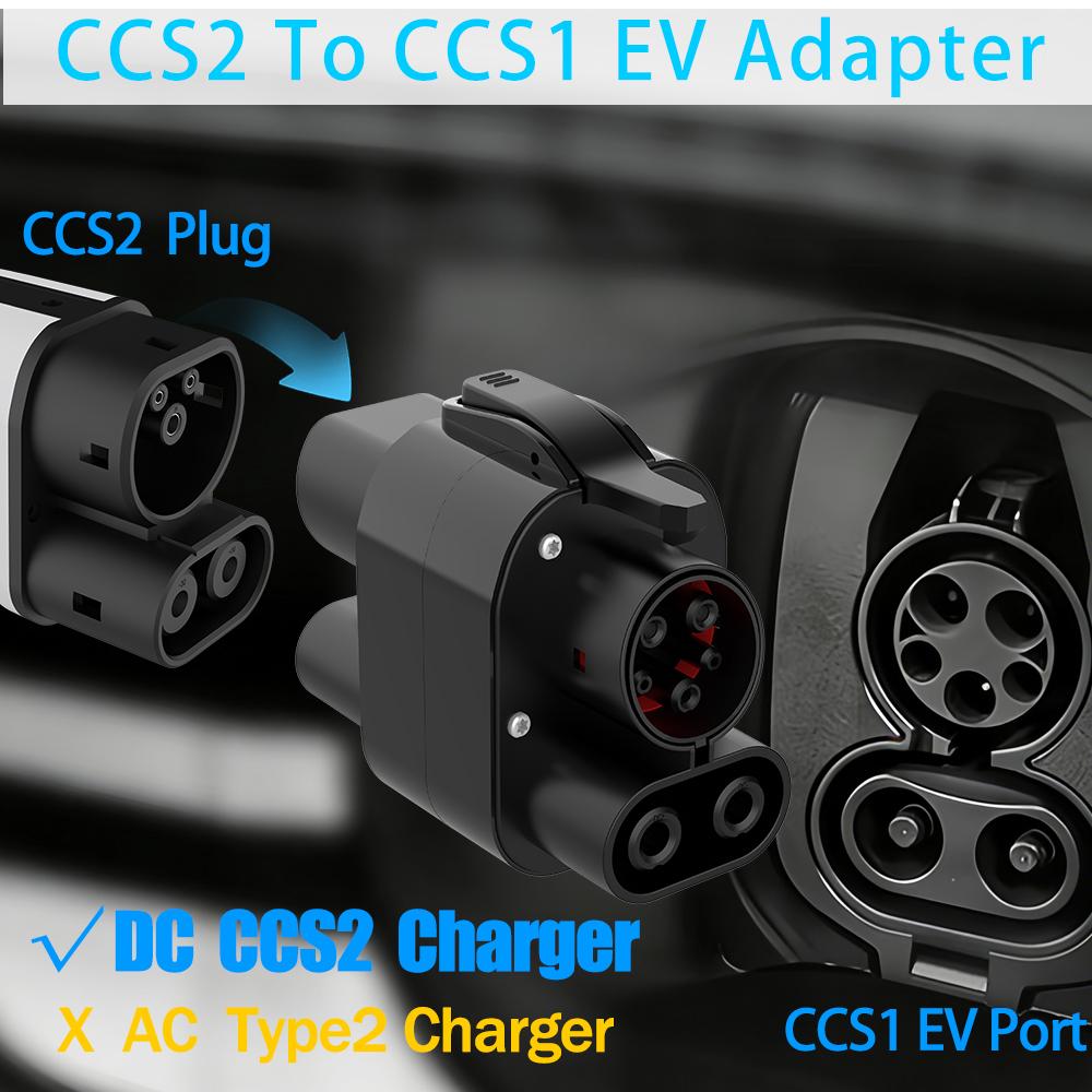 Unirise CCS2 To CCS1 EV Adapter 250kW 250A 1000v DC+AC Charger Connector CCS Combo 2 to CCS1 Fast Electric Car Charging Adapter CCS2 to CCS1 DC