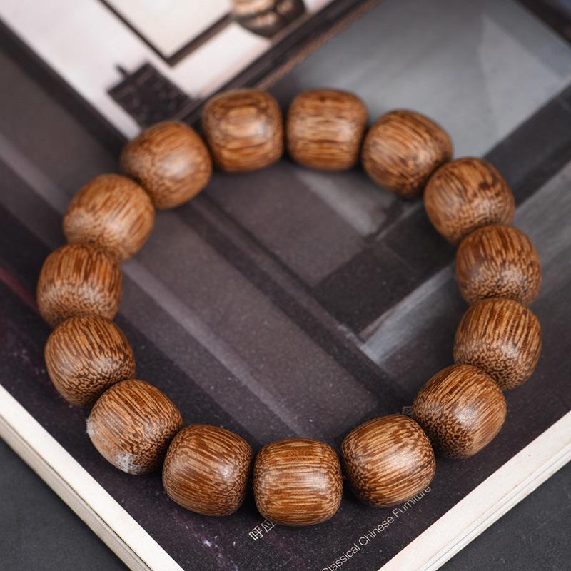 Agarwood Beaded Mala Bracelet Natural Handcrafted Smooth Wooden Wristband Adjustable Unisex Jewelry for Men Women Prayer Gifting