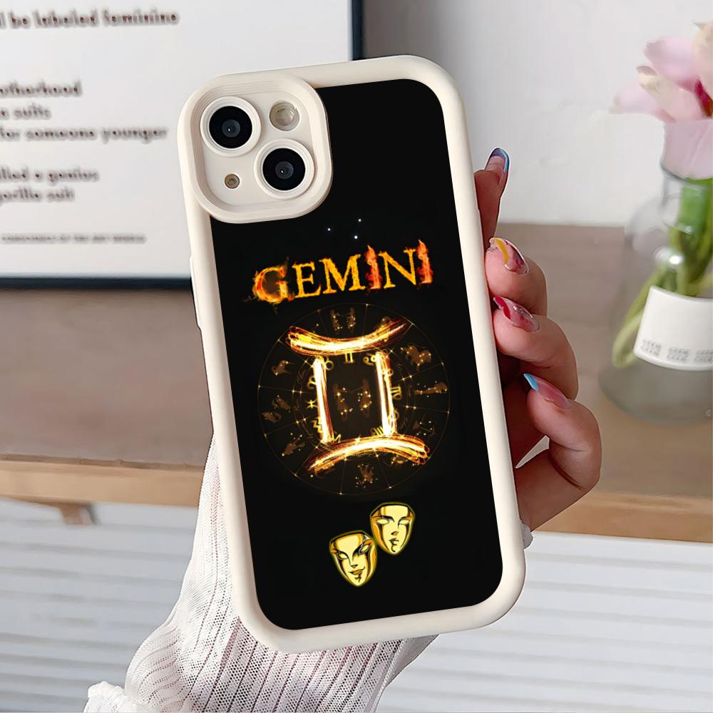 

Zodiac Sign Gemini Phone Case for iPhone 17 16 15 14 13 12 11 Air Pro Max Plus White Soft TPU Shockproof Cover iPhone 13 Pro Max