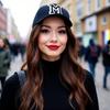 1pc Black Unisex 26 A-Z Letter Baseball Cap, Adjustable Casual Breathable Sunscreen Cap, Suitable For Outdoor Daily Wear