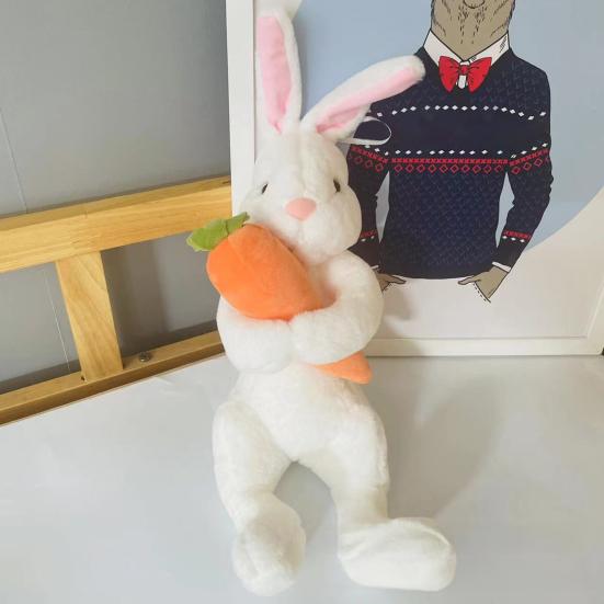 Cute Bunny Plush Toy Hugging Carrot Soft Stuffed Rabbit Doll for Kids