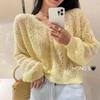 Women's Spring/Fall Lace-Up Lightweight Jacket Delicate Knit Sweater Solid-Color Cardigan Top