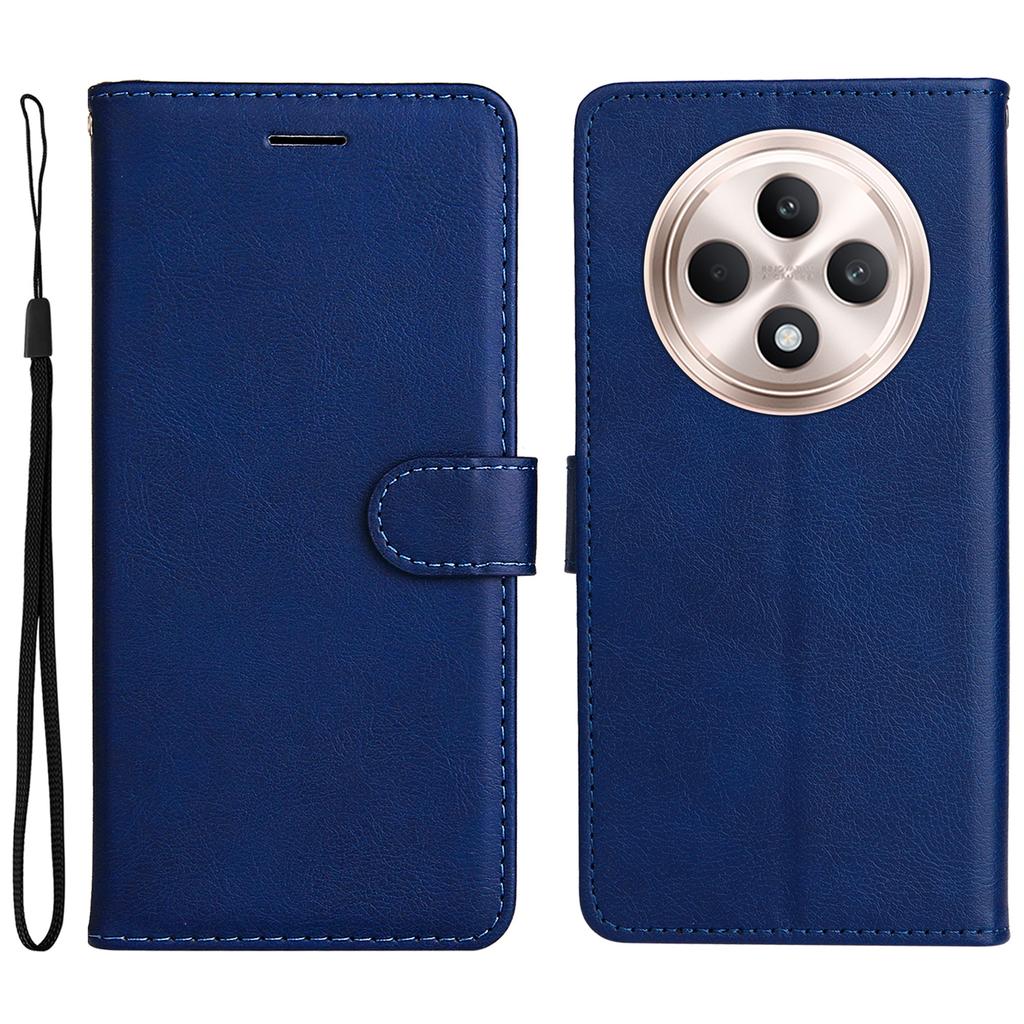 For Oppo Reno12 F 4G Case Solid Color Leather Mobile Cover Wallet Stand with Strap