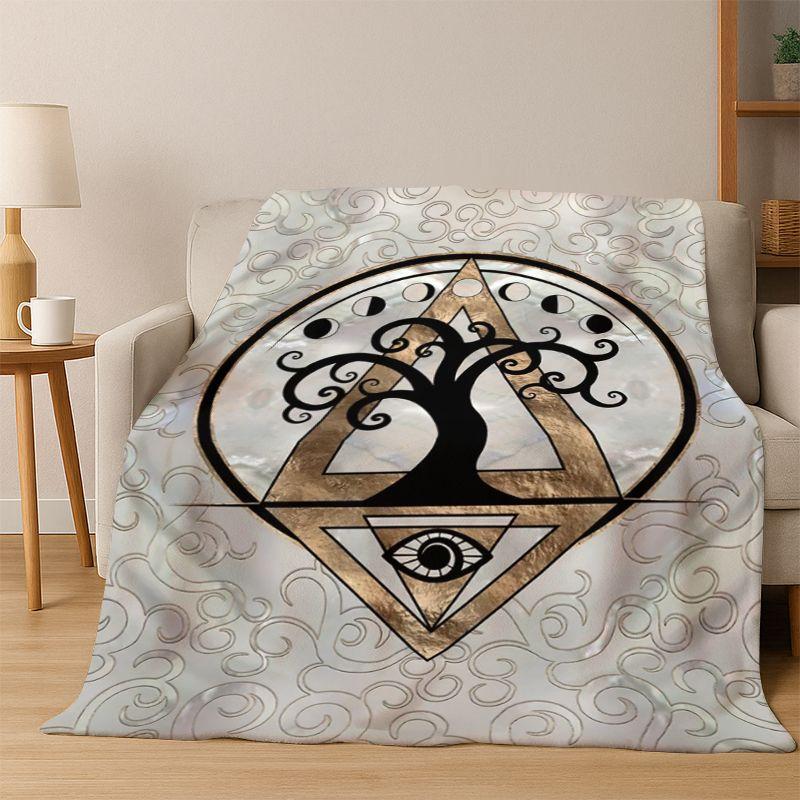 Tree of Life Nordic Mythology Yggdrasil Nature cartoon Flannel Blanket Soft Throw Blanket for Bedroom Living Room Bed Travel kid
