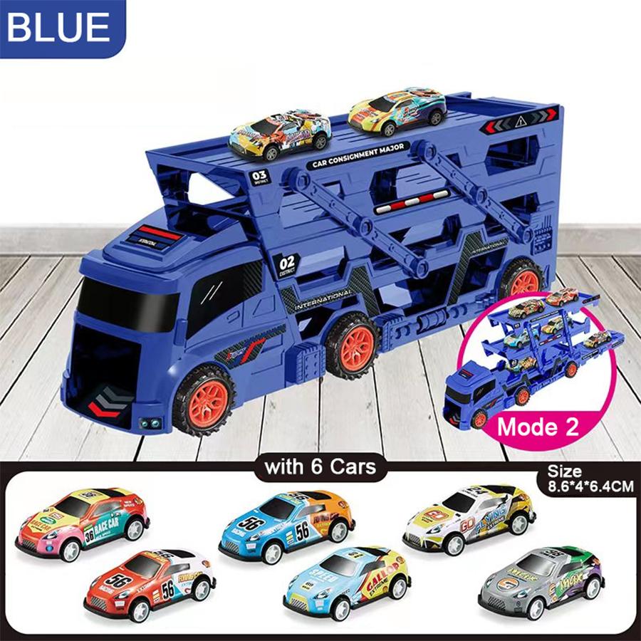 Three-layer Large Truck Toy for Boys Aged 3-6, Transformable Folding Ejecting Container Transport Truck, Birthday Christmas Gift