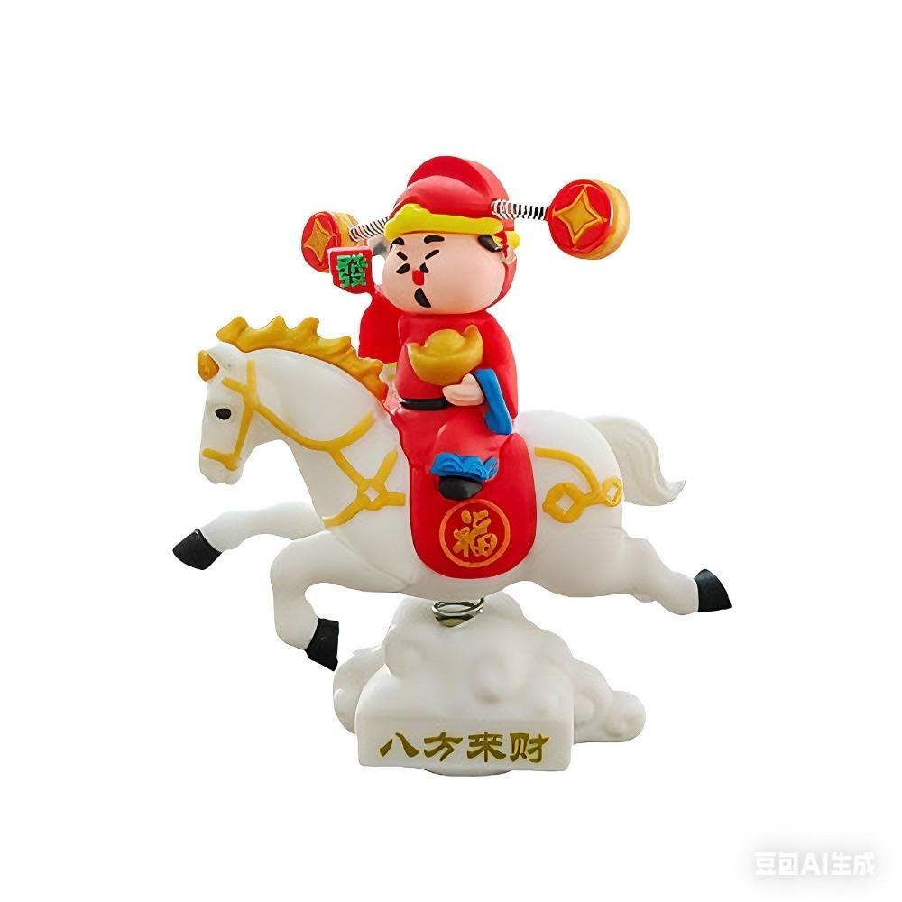 Cute God Of Wealth Desktop Decor Chinese Style Mascot Car Ornament Year of The Horse Blessing Horse Year Figurines New Year