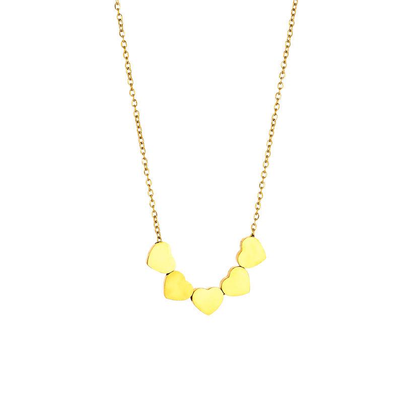 Ins Style Simple Heart Gold-Plated Titanium Steel Clavicle Necklace for Women