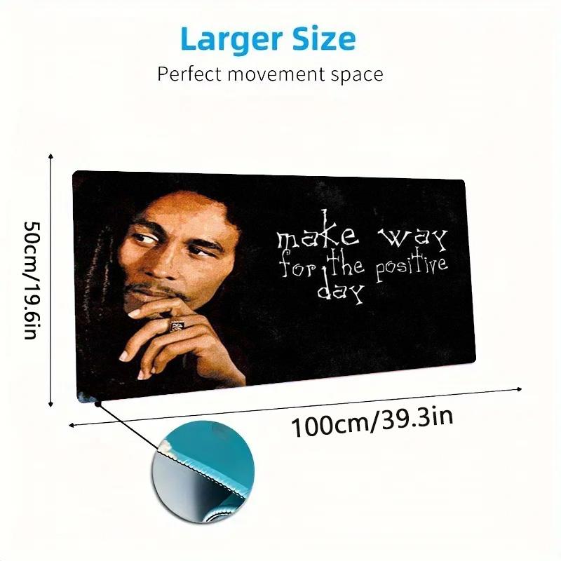Bob Marley Poster Farbe Mauspads Großes Gaming Tischkissen Rutschfestes Laptop Tablet Großes Mauspads XXL Matte Mini PC Spielmatte Mit Verriegeltem Rand