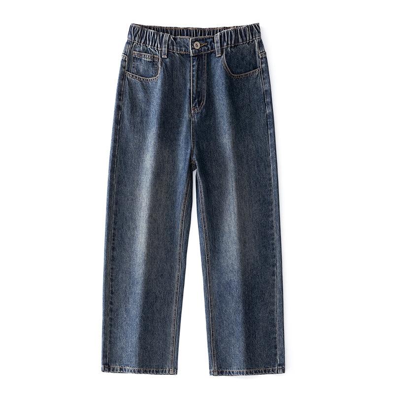 Spring and Summer New Straight Washed Jeans Men's Trendy Mid-waist High Street Casual Trousers