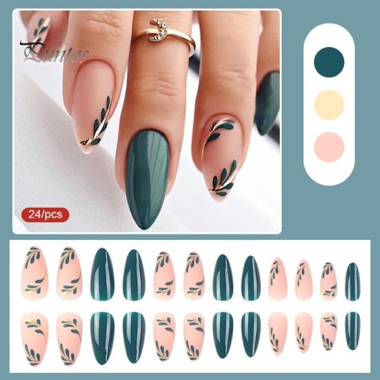 1 Set Wearable False Nails DIY Nail Art Kit with Glue & Nail File Press-on Nails Waterproof Gel Fake Nails Full Cover French Tips Artificial Nail