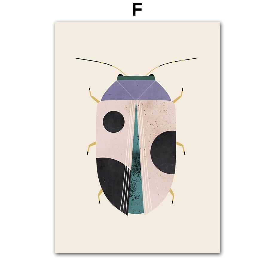 Butterfly Wall Art Ladybug Tiger Moth Beetle Feather Canvas Painting Nordic Poster Printing Wall Pictures Living Room Decoration