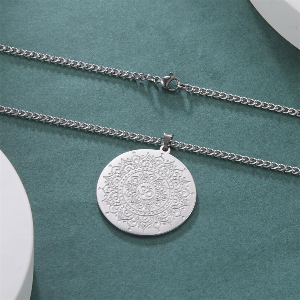 Buddhist Lotus Flower Om Symbol Pendant Necklace Mandala Hindu Yoga Inspirational Meditation Necklaces Religious Jewelry