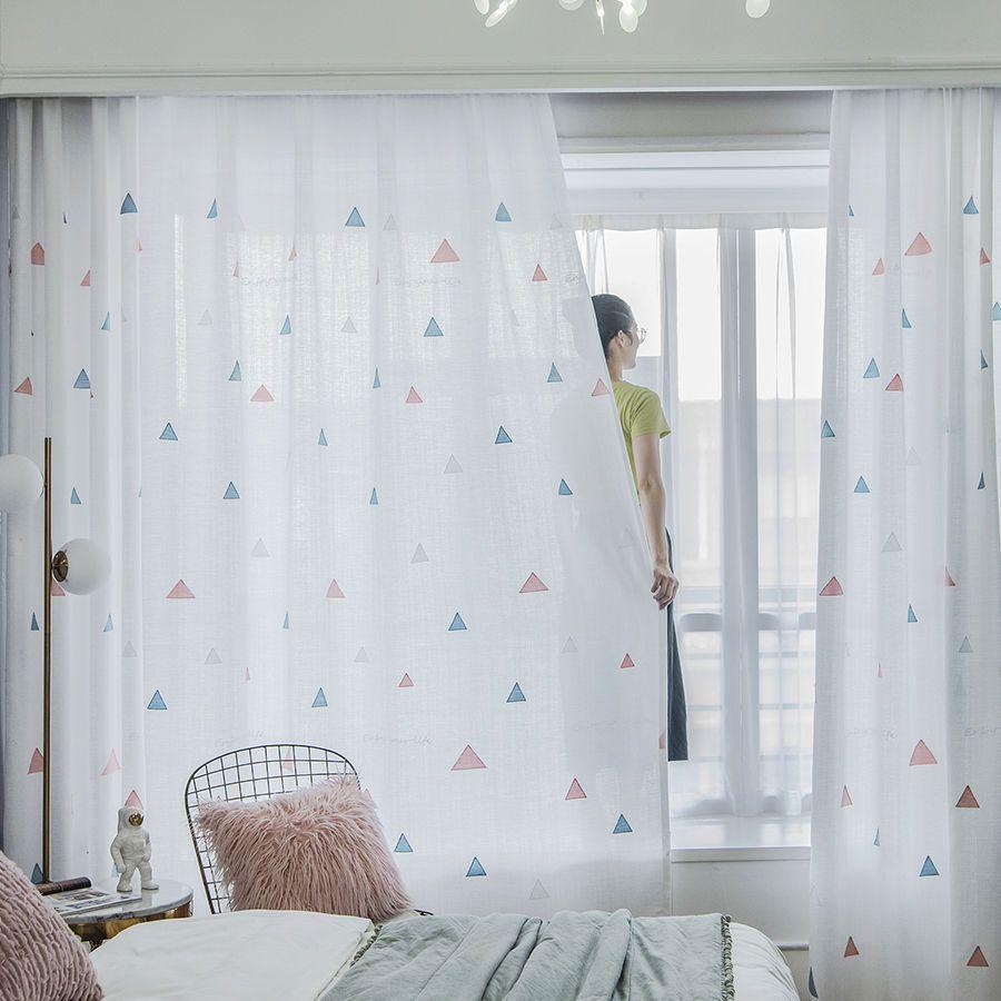 Floral Embroidered Voile Curtains Sheer Light Filtering Privacy Window Treatment for Bay Window Bedroom Partition