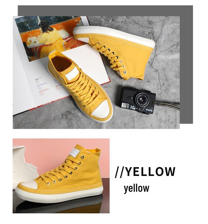 22365 Men's High-Top Canvas Shoes: Versatile, Trendy Korean-Style Breathable Footwear